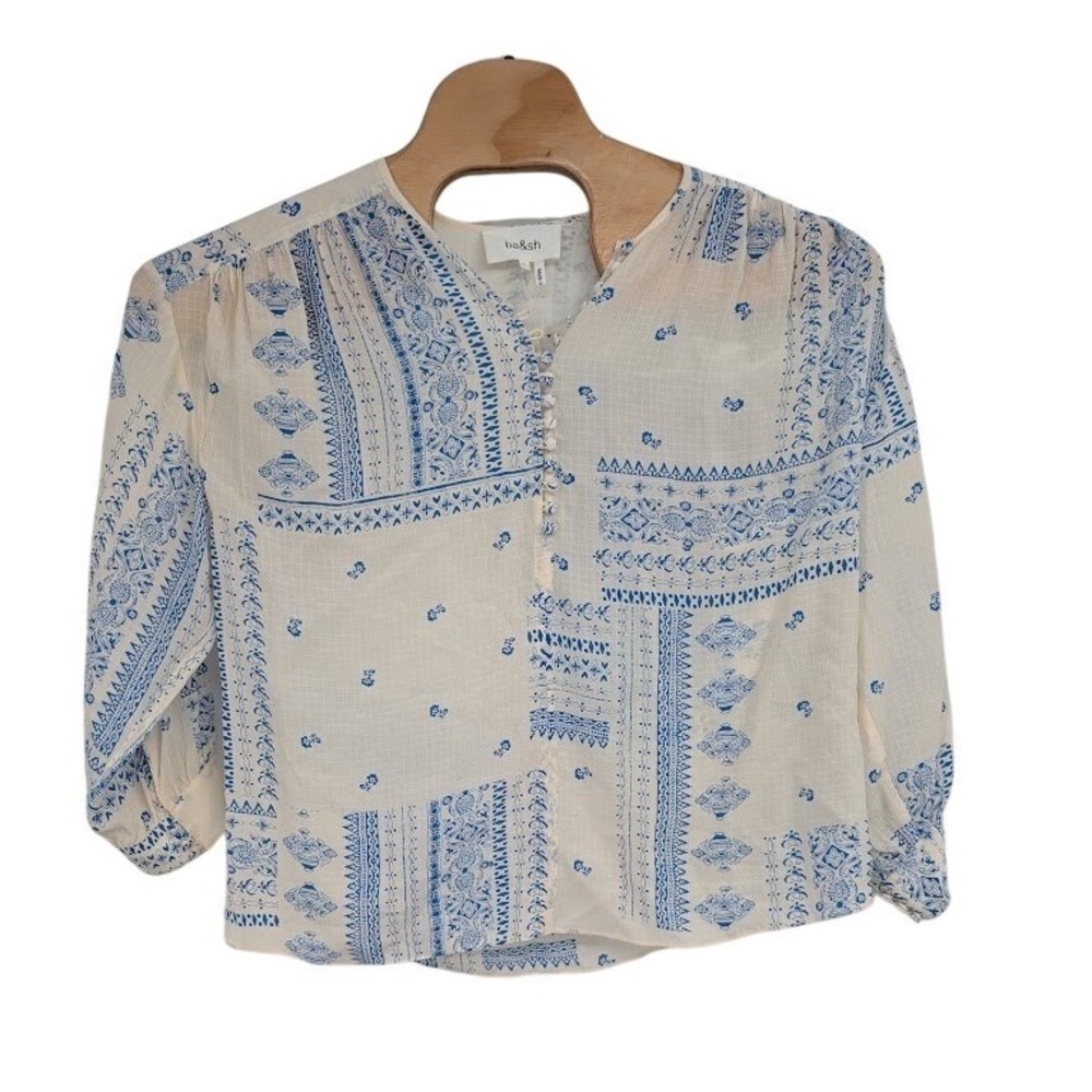 Women's BA&SH Chemise Isko Flowy Boho blouse in Ecru Color sz Large
